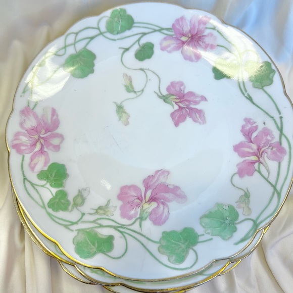 Antique L. Bernardaud & Co Limoges French White and Pink Floral Plates - Picture 9 of 13